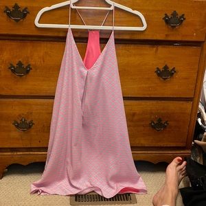 Vibrant pink and blue boutique brand dress